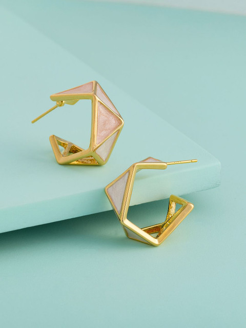 Kushal's Fashion Jewellery Gold-Plated Geometric Shaped Half Hoop Earrings