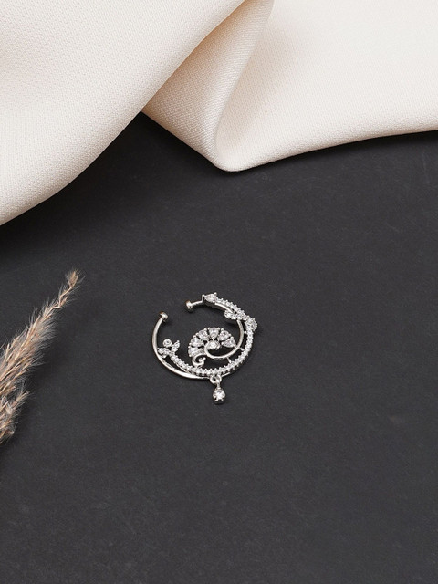 Mali Fionna Silver-Plated Artificial Stones and Beads Ring Nosepin