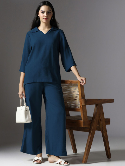 Selvia Edge Weekend Blossom Collection Three-Quarter Sleeves Top With Trousers