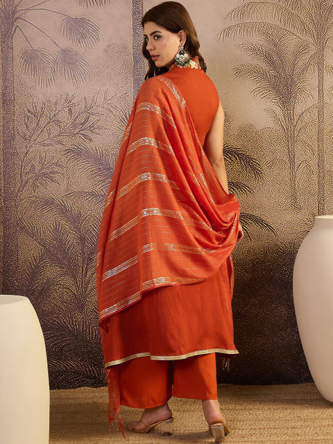 Sangria Embroidered A-Line Kurta with Dupatta - Image 5