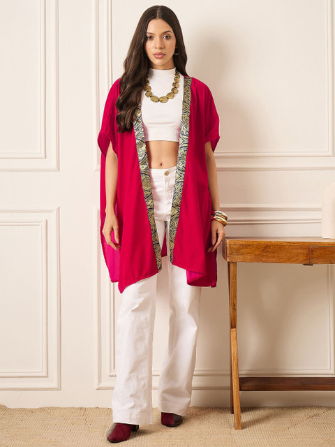 InWeave Velvet Longline Open Front Shrug