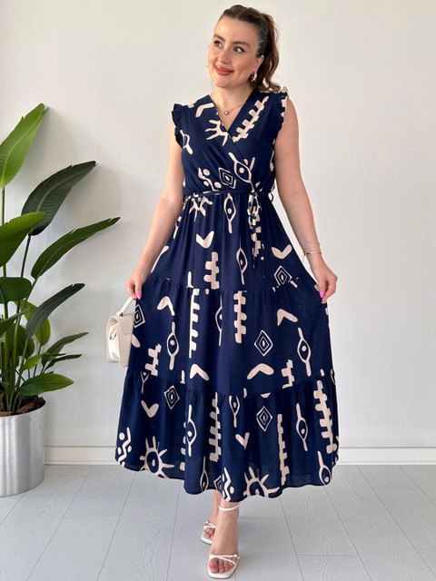 PIMU Print Flutter Sleeve Midi Dress