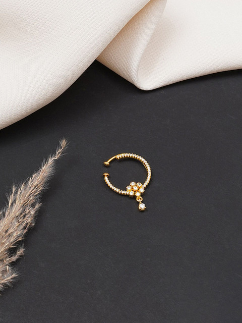 Mali Fionna Gold-Plated Artificial Stones and Beads Ring Nosepin