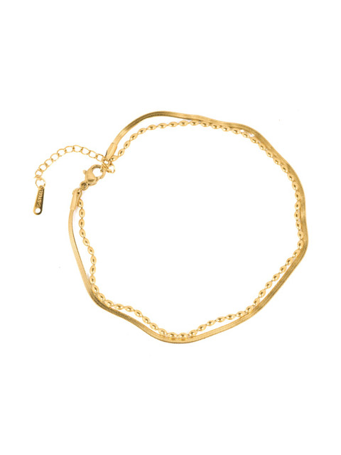 MAHTTAB Stainless Steel Gold-Plated Artificial Beaded Anklet