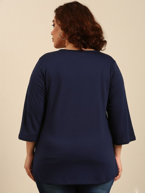 The Pink Moon Women Solid V-Neck T-shirt - Image 4