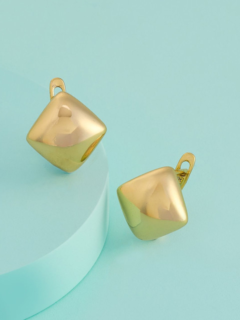 Kushal's Fashion Jewellery Gold-Plated Square Shaped Studs Earrings