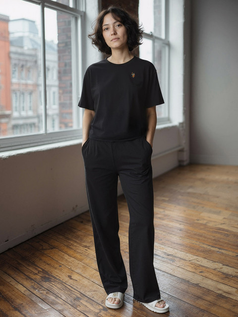 U.S. Polo Assn. Women Women Flared High-Rise Wide Leg Lounge Trousers