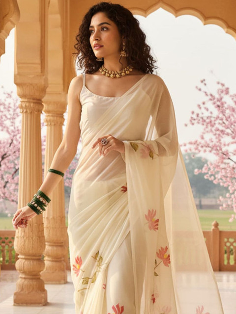 Anouk Rustic Floral Poly Chiffon Saree - Image 5