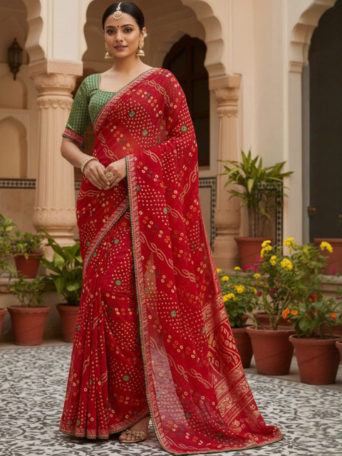 Anouk Rustic Bandhani Poly Georgette Bandhani Saree