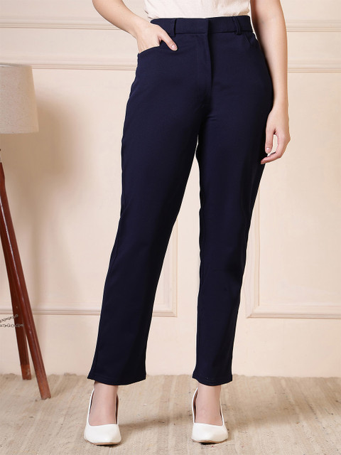 All About You Formals Women Tapered Fit High-Rise Wrinkle Free Trousers