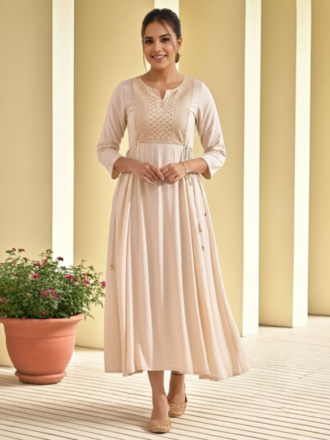 OZIA Women Ethnic Motifs Embroidered Fit & Flare Ethnic Dress