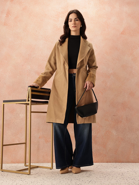 all about you Notched Lapel Collar Knee Length Overcoat