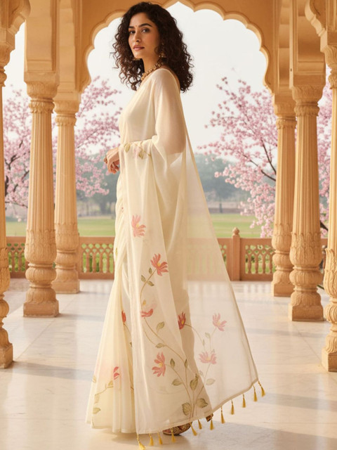 Anouk Rustic Floral Poly Chiffon Saree - Image 3