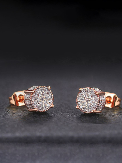 Peora Rose Gold Plated Cubic Zirconia Studded Circular Studs