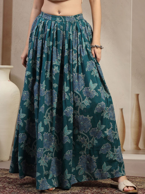 SUNEKH Women Floral Printed Cotton Maxi Skirts