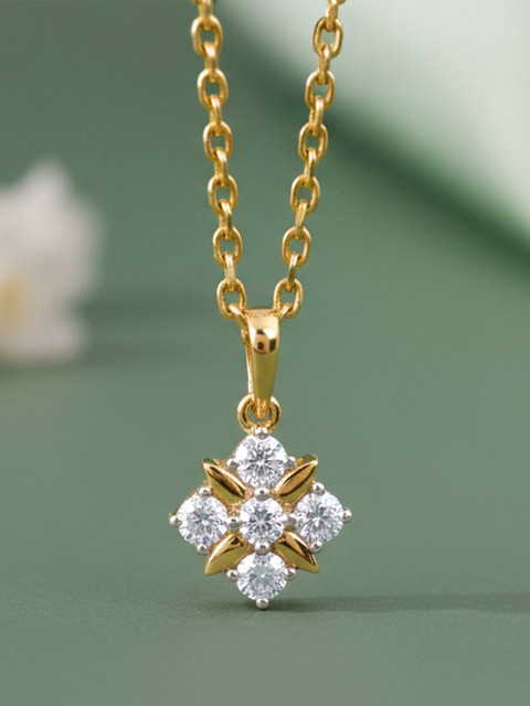 GIVA Women 9Kt Gold Glint Pendant With 0.3 Ct Lab Grown Diamond - 0.81g