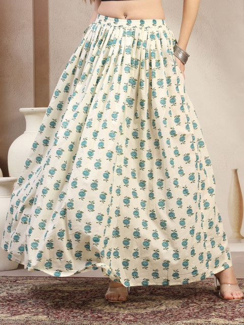 SUNEKH Self Designed Cotton Flared Maxi Skirts