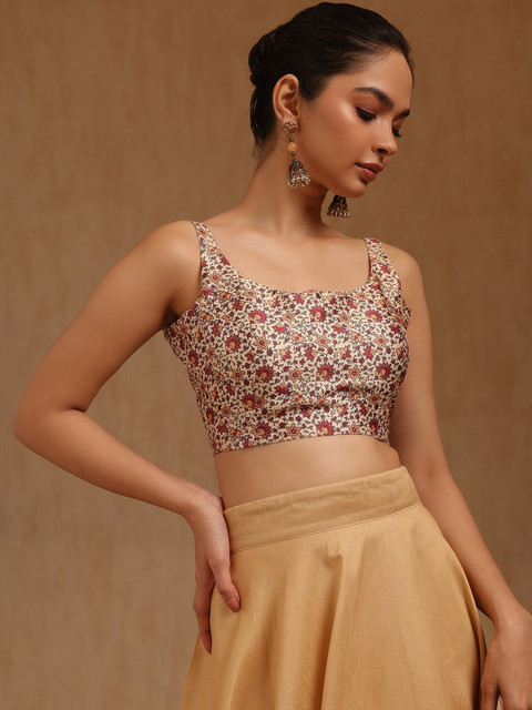 Soch Floral Printed U-Neck Padded Saree Blouse