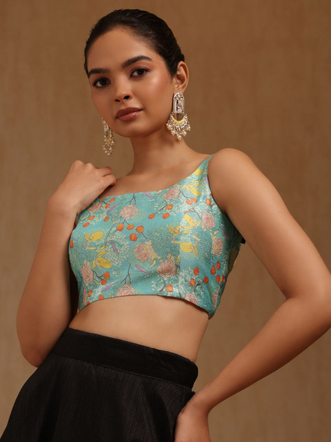 Soch Floral Printed U-Neck Padded Saree Blouse