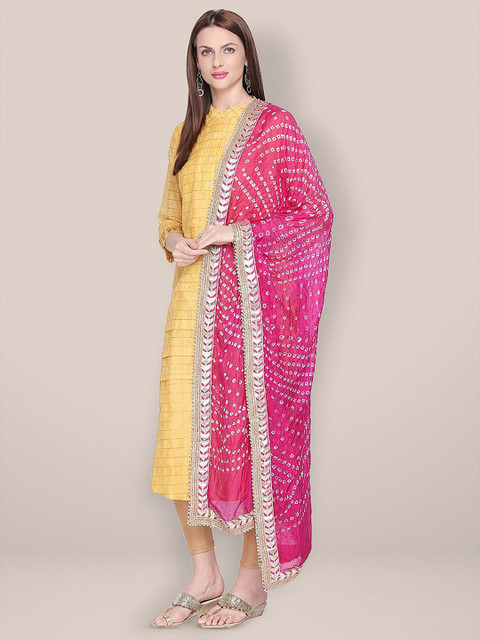 Dupatta Bazaar Printed Bandhani Dupatta with Gotta Patti - Image 3
