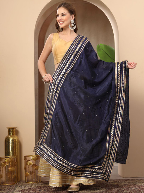 Clora Creation Women Embellished Silk Blend Gotta Patti Dupatta