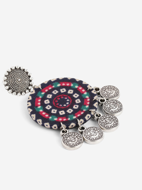 Sangria Circular Oxidised Drop Earrings - Image 3