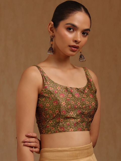 Soch Floral Printed U-Neck Padded Saree Blouse