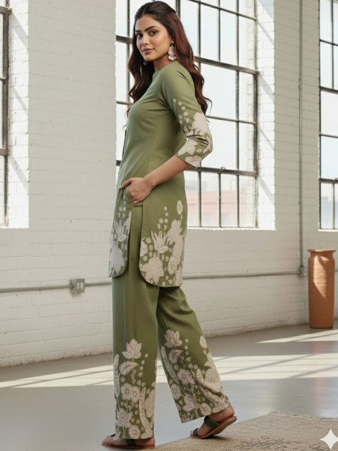 SZN Green Printed Tunic with Trousers Co-Ords - Image 3