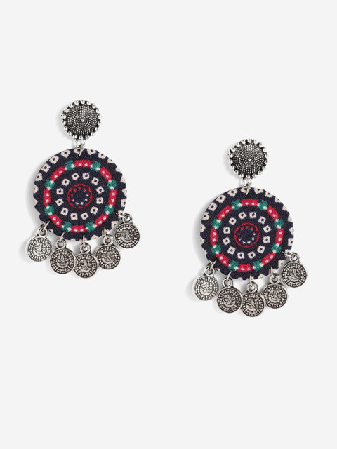 Sangria Circular Oxidised Drop Earrings - Image 2