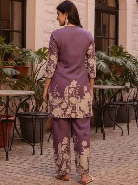 Lavender Printed Tunic and Trousers Co-Ords - Image 2