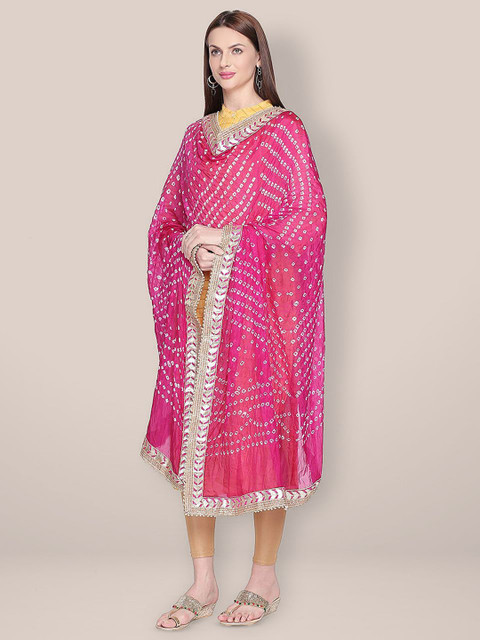 Dupatta Bazaar Printed Bandhani Dupatta with Gotta Patti - Image 5