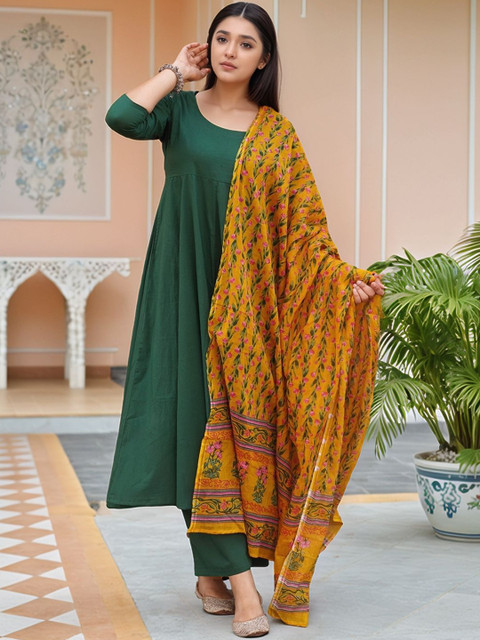 SZN Women Floral Panelled Kurta with Palazzos & With Dupatta