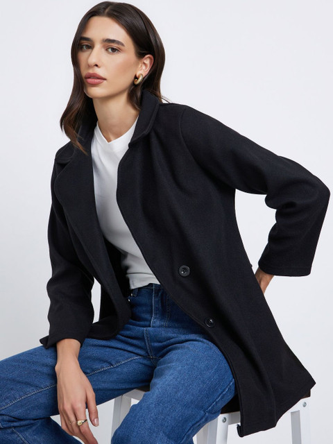 Styli Women Lapel Collar Wool Double-Breasted Overcoat Coat