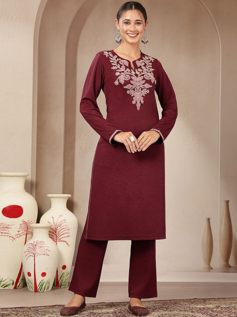 Nayam By Lakshita Women Embroidered Regular Thread Work Kurta with Trousers