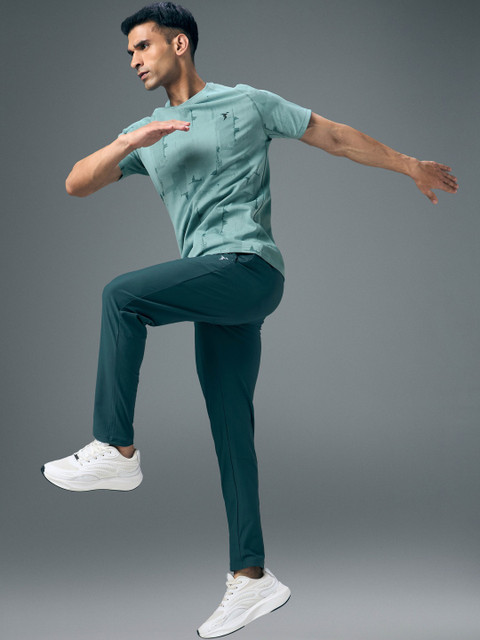 Technosport Men Anti Static Abstract Printed Round Neck Slim Fit T-shirt