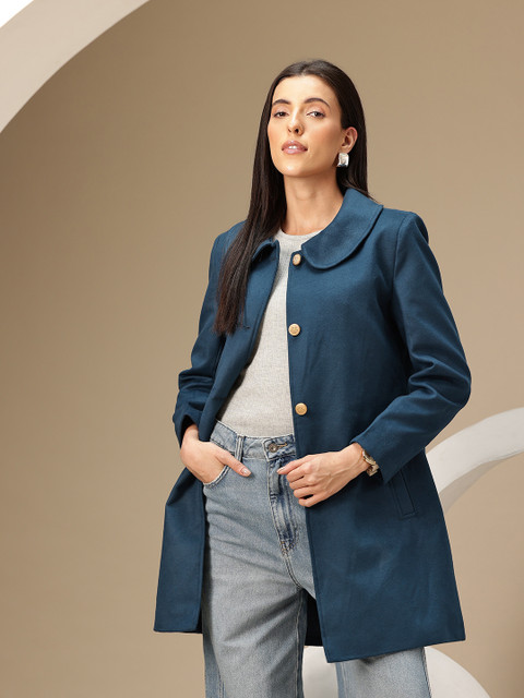 Chemistry Peter Pan Collar Single-Breasted Regular Fit Overcoat