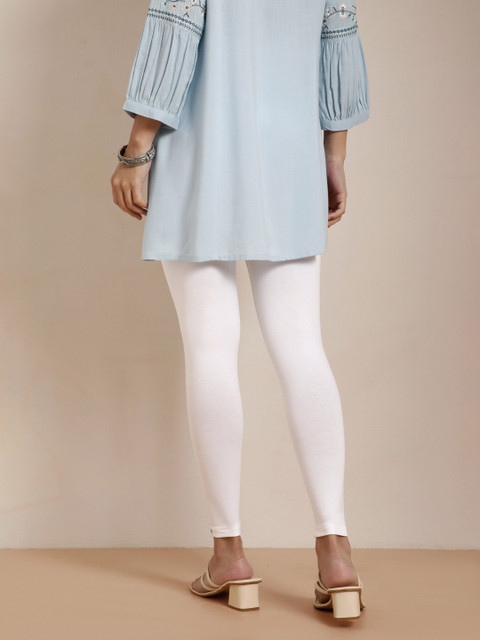 TWIN BIRDS Women White Solid Ankle-Length Leggings - Image 4