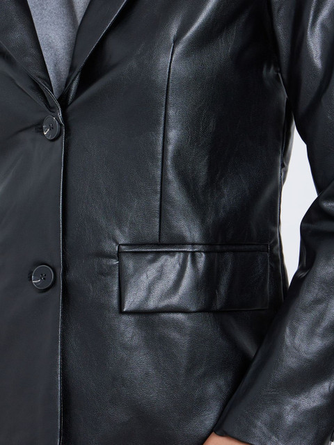 Styli Women Single Breasted PU Blazer - Image 5