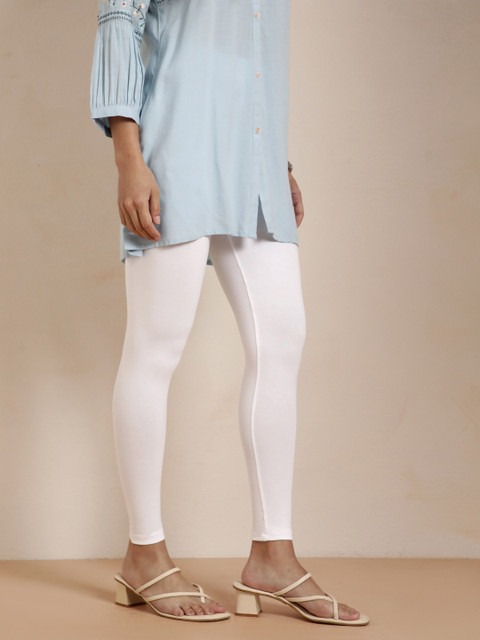 TWIN BIRDS Women White Solid Ankle-Length Leggings - Image 2