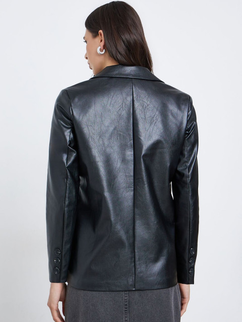 Styli Women Single Breasted PU Blazer - Image 4