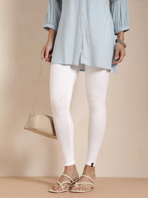 TWIN BIRDS Women White Solid Ankle-Length Leggings - Image 3