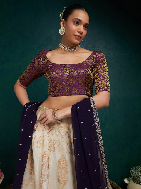 Soch Women Maroon Woven-Designed Saree Blouse