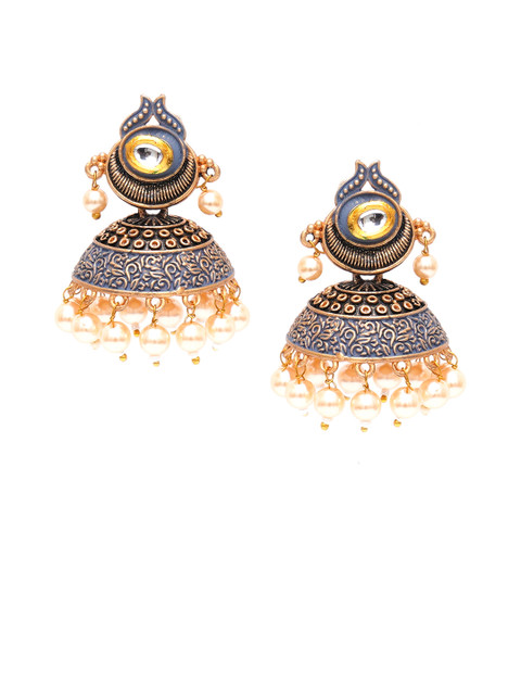 KARATCART Contemporary Jhumkas Earrings - Image 3