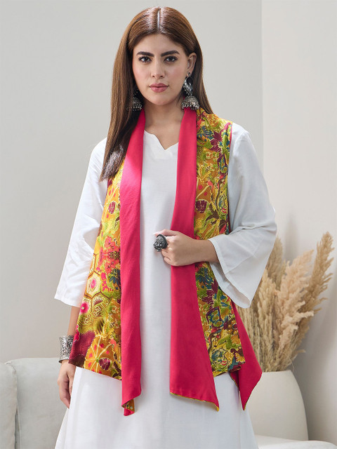 InWeave Printed Acrylic Open Front Shrug