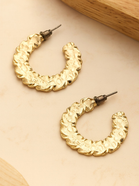 Bohey by KARATCART Gold-Plated Contemporary Half Hoop Earrings