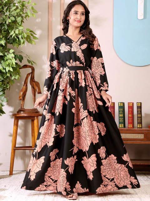 Nautiful Women Floral Printed Crepe A-Line Maxi Dress