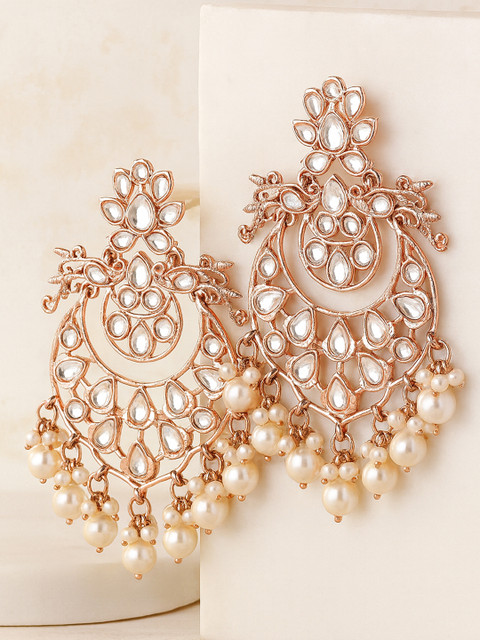 KARATCART Rose Gold Plated Contemporary Chandbalis