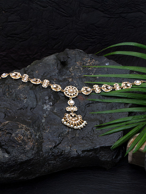 JYONA Gold-Plated Pearls Beaded Matha Patti Head Jewellery