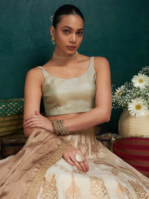 Soch Woven Design Round Neck Saree Blouse