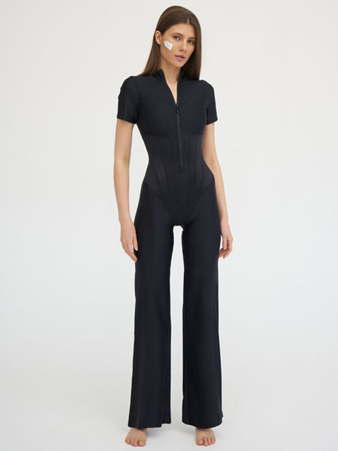 LULU & SKY Women V-Neck Basic Jumpsuit